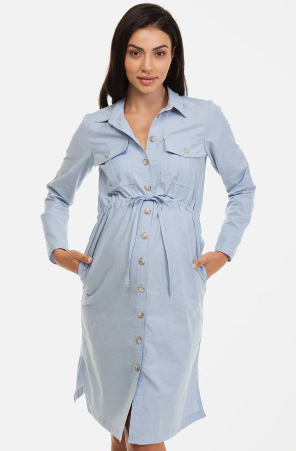 Rochie-cămașă din bumbac pentru gravide și alăptare
