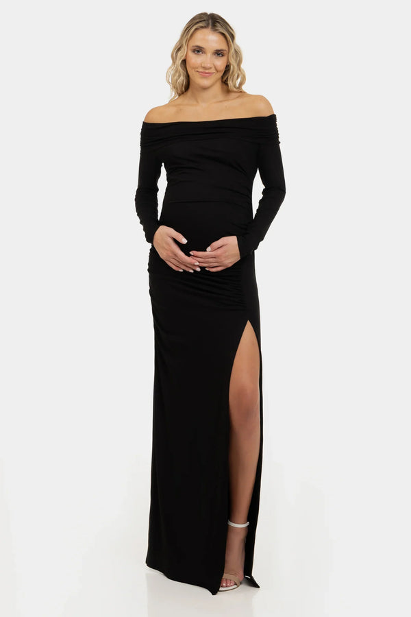 Rochie lunga eleganta cu umeri goi - neagra