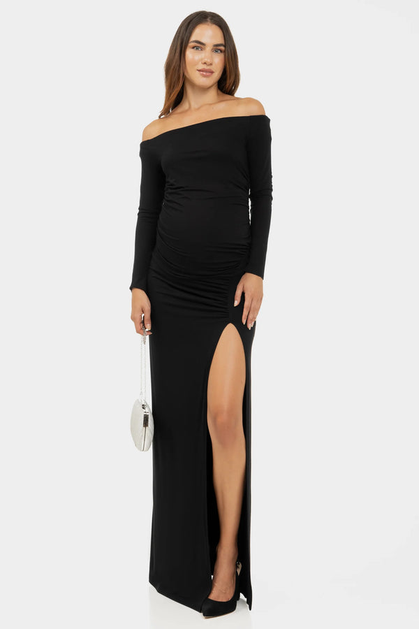 Rochie lunga eleganta cu umeri goi - neagra