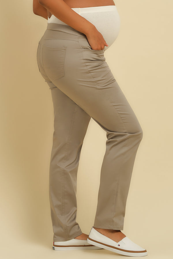 Pantaloni de bumbac bej pentru gravide